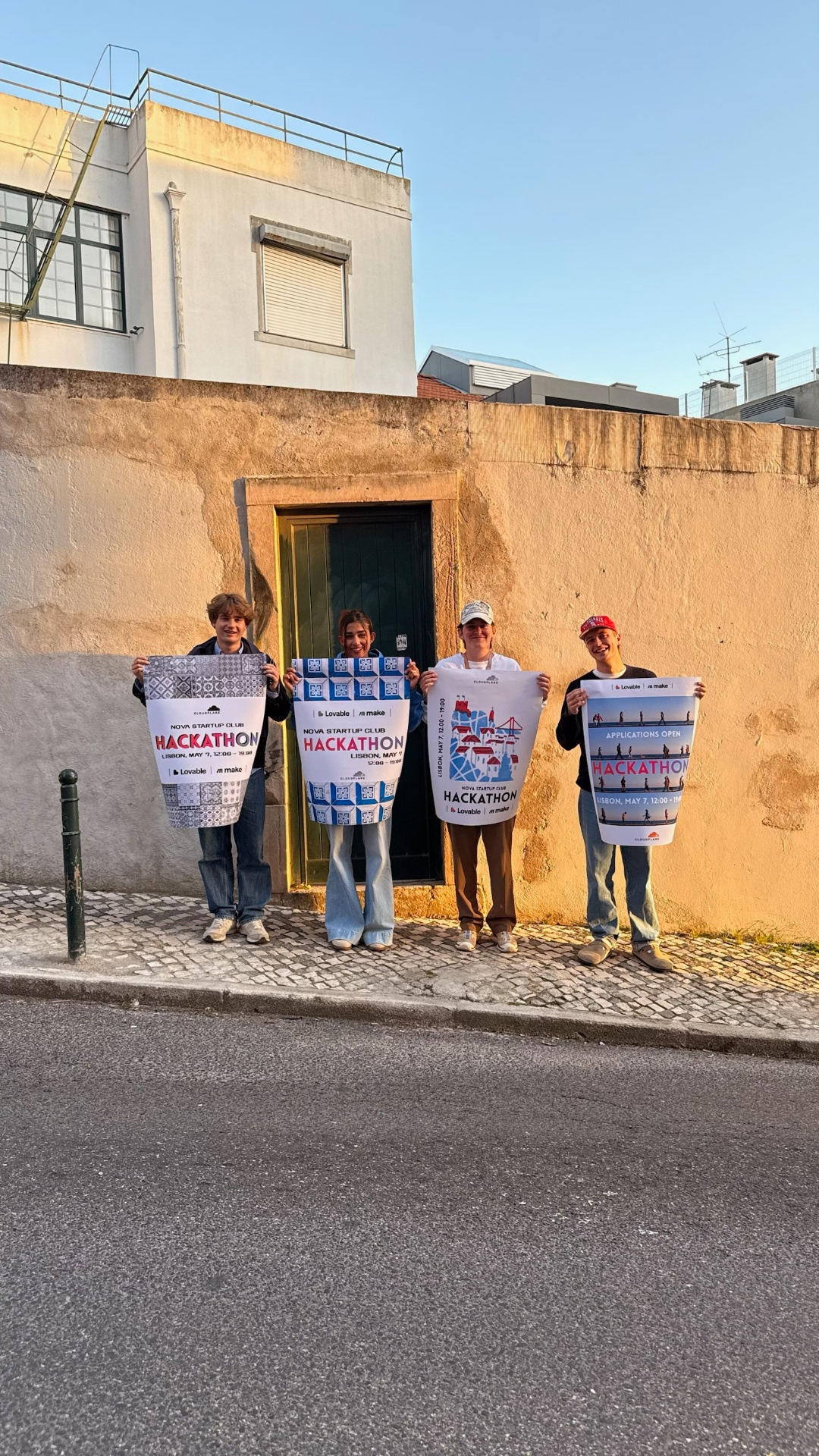 Team promoting the Nova Startup Club Hackathon in Lisbon